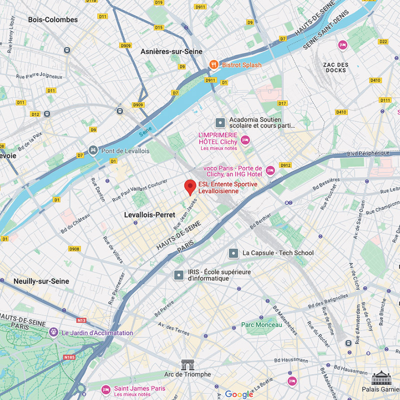 Localisation de l'ESL - Entente Sportive Levalloisienne à Levallois-Perret